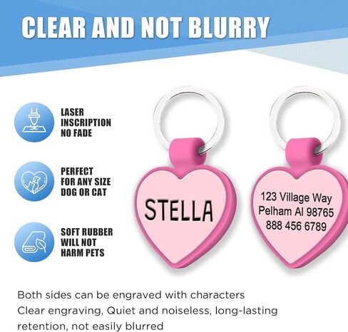 Personalized Engraved Silicone Dog Tags, Custom Pet ID Tags for Cats and Dogs, Engraved Silent Name Phone Address Tag, Clear Without Noise Silicone Tags for Large Small Pets（Hexagon Mix 3） in Kuwait