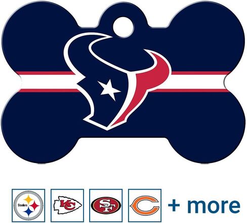 GoTags Personalized Kansas City Chiefs Dog Tag, Brass Metal Bone Shape Pet ID Tag Engraved with Name and Custom Text, Every NFL Football Team Pet Apparel (Large) in Saudi Arabia