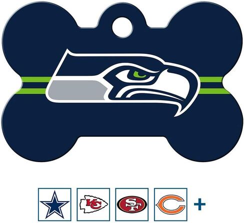 GoTags Personalized Kansas City Chiefs Dog Tag, Brass Metal Bone Shape Pet ID Tag Engraved with Name and Custom Text, Every NFL Football Team Pet Apparel (Large) in Saudi Arabia