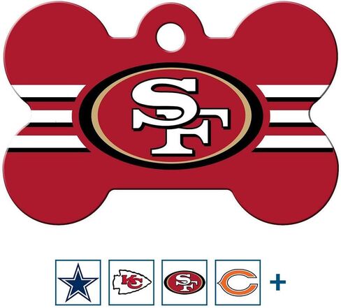 GoTags Personalized Kansas City Chiefs Dog Tag, Brass Metal Bone Shape Pet ID Tag Engraved with Name and Custom Text, Every NFL Football Team Pet Apparel (Large) in Saudi Arabia