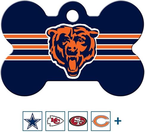 GoTags Personalized Kansas City Chiefs Dog Tag, Brass Metal Bone Shape Pet ID Tag Engraved with Name and Custom Text, Every NFL Football Team Pet Apparel (Large) in Saudi Arabia