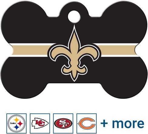 GoTags Personalized Kansas City Chiefs Dog Tag, Brass Metal Bone Shape Pet ID Tag Engraved with Name and Custom Text, Every NFL Football Team Pet Apparel (Large) in Saudi Arabia