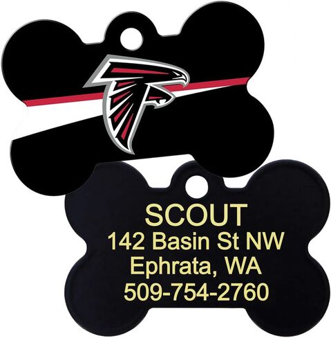 GoTags Personalized Kansas City Chiefs Dog Tag, Brass Metal Bone Shape Pet ID Tag Engraved with Name and Custom Text, Every NFL Football Team Pet Apparel (Large) in Saudi Arabia