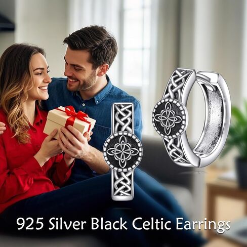 SHEAISRS Celtic Knot Earrings 925 Sterling Silver Small Hoop Earrings Jewelry Women Gift Man in Saudi Arabia