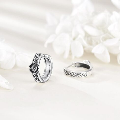 SHEAISRS Celtic Knot Earrings 925 Sterling Silver Small Hoop Earrings Jewelry Women Gift Man in Saudi Arabia