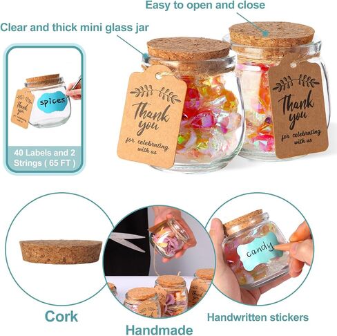 AIXIANG Glass Favor Jars with Cork Lid,30 Pack Small Glass Bottles for Wedding Favor,Baby Shower,Party Favor,Gift Jars for Candy,3.4 oz Small Glass Bottles. in Saudi Arabia