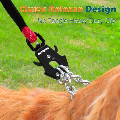 PetBonus Two Handles Dog Leash, 5FT Heavy Duty Pet Rope Leash with Quick Release Metal Clip, Comfortable Durable Traffic Handle, Reflective Training Lead for Medium Large Dogs (Black) in Kuwait