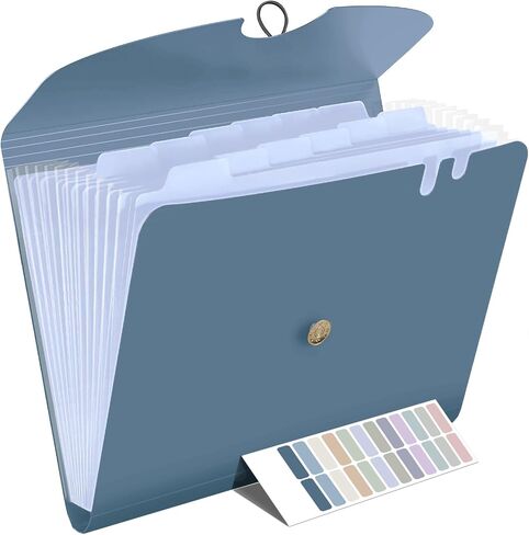13 Pocket Accordian File Organizer, Expanding File Folder with Tabs, Monthly Accordion Folder A4 Letter Size Paper Document Receipt Holder for School Office Supplies, Haze Blue in Saudi Arabia