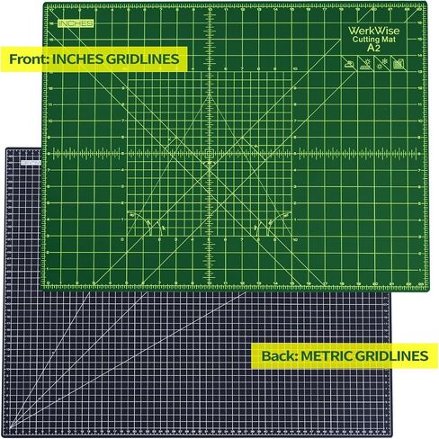 Large 23" x 47" Self Healing Sewing Mat, WerkWise Rotary Cutting Board, Double Sided 5-Ply 23x47 Inch Mat for Quilting, Sewing, Fabric, & Crafts, Designed for Use with Rotary Cutters (Green & Black) in Saudi Arabia