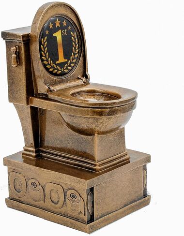 Decade Awards Gold Toilet Bowl Action Pedestal Trophy - 7 Inch Tall - 1st 2nd 3rd, Bowling, Chili Cook Off, Cornhole, Disc Golf, Golf, Last Place, March Madness, FFL, Poker - Plate On Request in Kuwait