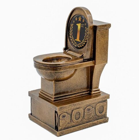 Decade Awards Gold Toilet Bowl Action Pedestal Trophy - 7 Inch Tall - 1st 2nd 3rd, Bowling, Chili Cook Off, Cornhole, Disc Golf, Golf, Last Place, March Madness, FFL, Poker - Plate On Request in Kuwait