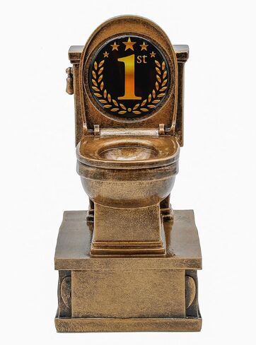 Decade Awards Gold Toilet Bowl Action Pedestal Trophy - 7 Inch Tall - 1st 2nd 3rd, Bowling, Chili Cook Off, Cornhole, Disc Golf, Golf, Last Place, March Madness, FFL, Poker - Plate On Request in Kuwait