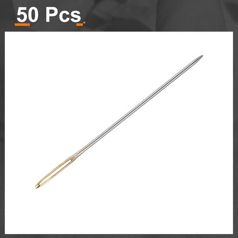 Harfington 50pcs إبر تنجيد 0.76 مم قطر 37 مم (1.46 ") طويل خياطة العين خياطة يدوية مستقيمة من الفولاذ المقاوم للصدأ لتطريز النسيج الجلدي الزنبق ، الذهب in Kuwait