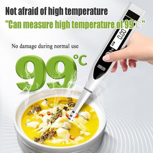 Salt Tester, Digital Pen Type Salinity Meter, LCD Backlight Display, 3s Display Results, Temperature Resolution 0.1℃, Can Measure 99℃ High Temperatures, for Home Soup Brine, Aquatic Products in Kuwait