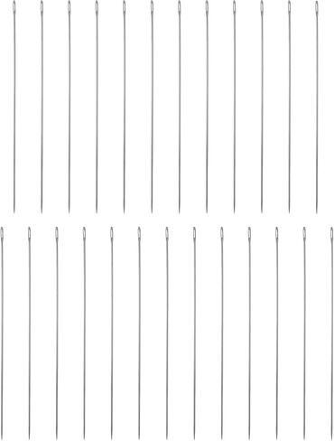 Harfington 25pcs إبر الخياطة 0.45 ملم قطر 120 مم (4.72 ") الطويلة فائقة الرقيقة من الفولاذ المقاوم للصدأ التطريز الإبر لصنع المجوهرات صنع الحرف اليدوية DIY in Kuwait