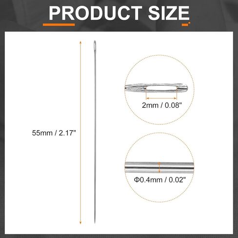 Harfington 25pcs إبر الخياطة 0.45 ملم قطر 120 مم (4.72 ") الطويلة فائقة الرقيقة من الفولاذ المقاوم للصدأ التطريز الإبر لصنع المجوهرات صنع الحرف اليدوية DIY in Kuwait