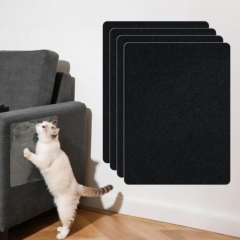 KING MOUNTAIN Anti Cat Scratch Furniture Protector,4 Pack Couch Fabric Repair Patches,9 * 11 inch Self-Adhesive Linen Repair Patches Protect The Sofa While Avoiding Damage Again(Black) in Kuwait
