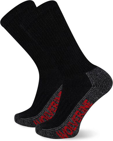 Wolverine Men's Steel Toe Cotton Work Boot Crew Socks-2 Pairs-Durable Cushioning in Saudi Arabia