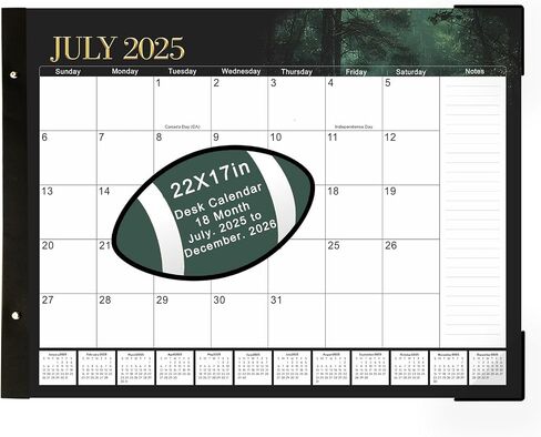 Desk Calendar 2025-2026, Large Desk Calendar 2025 22"x 17", 18 Month, July 2025 to December 2026, Suitable For Home, School Or Office, Monthly Planning Calendar(forest) in Saudi Arabia