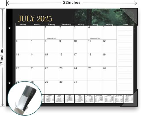 Desk Calendar 2025-2026, Large Desk Calendar 2025 22"x 17", 18 Month, July 2025 to December 2026, Suitable For Home, School Or Office, Monthly Planning Calendar(forest) in Saudi Arabia