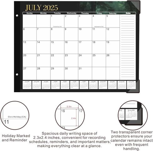 Desk Calendar 2025-2026, Large Desk Calendar 2025 22"x 17", 18 Month, July 2025 to December 2026, Suitable For Home, School Or Office, Monthly Planning Calendar(forest) in Saudi Arabia