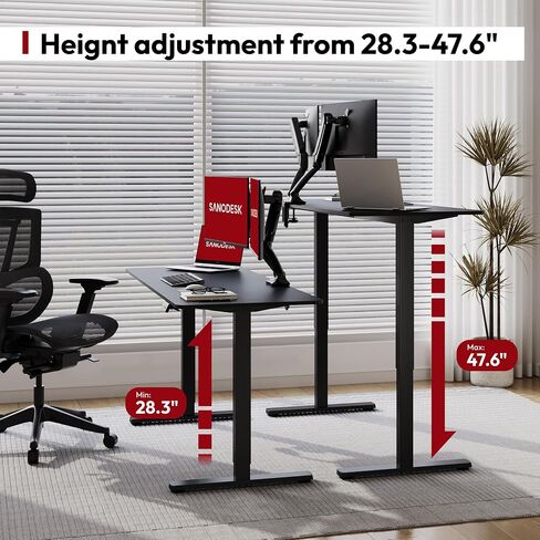 SANODESK مكتب قائم كهربائي، مكتب حامل قابل للتعديل بارتفاع 63 × 32 بوصة مع لوحة توصيل كبيرة لسطح المكتب، إعدادات ذاكرة مريحة مسبقًا، محطات عمل الكمبيوتر للمكتب المنزلي، إطار أبيض/سطح أبيض in Saudi Arabia