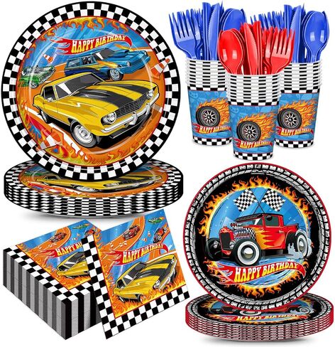 168pcs Monster Truck Party Decorations Plates Napkins Disposable Paper Cups in Kuwait