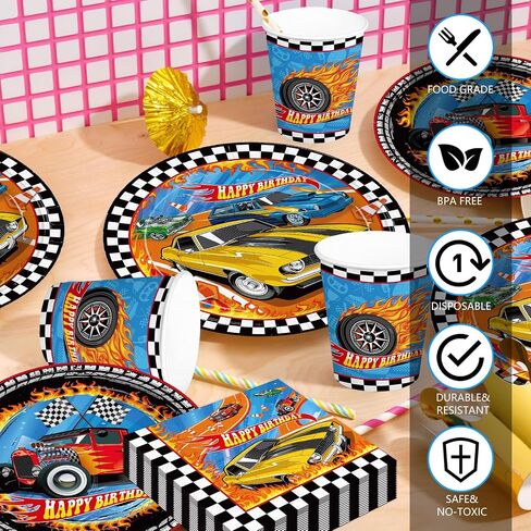 168pcs Monster Truck Party Decorations Plates Napkins Disposable Paper Cups in Kuwait
