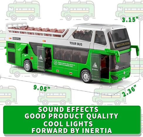 Toy City Bus with Lights & Sounds for Boys and Girls, Realstic Double Decker Bus Toy Great Gift for Kids Boys Girls Ages 3 and Up (Green) in Saudi Arabia