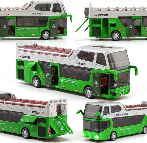 Toy City Bus with Lights & Sounds for Boys and Girls, Realstic Double Decker Bus Toy Great Gift for Kids Boys Girls Ages 3 and Up (Green) in Saudi Arabia
