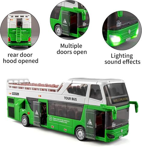 Toy City Bus with Lights & Sounds for Boys and Girls, Realstic Double Decker Bus Toy Great Gift for Kids Boys Girls Ages 3 and Up (Green) in Saudi Arabia