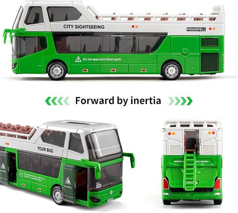 Toy City Bus with Lights & Sounds for Boys and Girls, Realstic Double Decker Bus Toy Great Gift for Kids Boys Girls Ages 3 and Up (Green) in Saudi Arabia