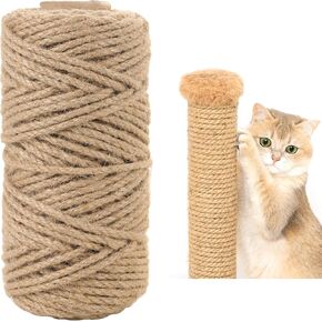 5 mm Natural Jute Rope, XOOBIU 1/4 inch Cat Natural Sisal Rope for Cat Tree Rope Cat Scratcher Repair and DIY Arts Crafts, Gardening, Home Decorating for Halloween, Christmas, etc (164 Feet)