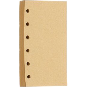 PATIKIL A7 Refill Paper, Unlined Blank Kraft Paper Refillable Paper 6 Hole Filler Inserts Loose Leaf Paper for 6 Ring Binder, 80 Sheets/160 Pages, Beige