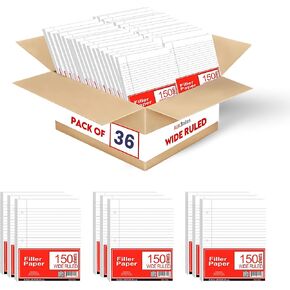 Loose Leaf Paper, Lined Notebook Paper, College Ruled Filler Paper, 200 Sheets, 3-Hole Punched, 10.5" x 8", Binder Paper for Notetaking, Case Pack of 24