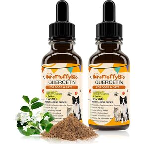 Quercetin for Pets, Dog Quercetin Liquid Drops, Dog Quercetin Herbal Supplement Support Allergy Relief,Immune Health, Respiratory Health, Skin Health, Gluten Free, Non GMO (1 Pack)