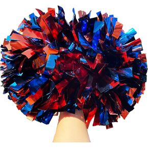 aiviwiai Pom Poms Cheerleading with Baton Handle - Metallic Fluffy Cheer Pom Poms for Adults Kids - Cheerleading Cheerleader Pom Poms for Cheer Squad Daily Training Team Spirit (Pack of 2) in Kuwait