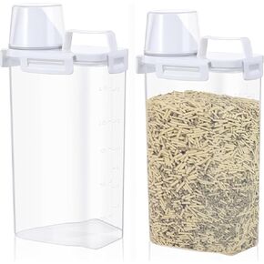 REEZEIVI 2 Pcs Cat Litter Storage Container Cat Litter Storage Bin with Airtight Lid and Handle,10 lbs cat litter container,Translucent Body,Moisture Cat Litter Storage