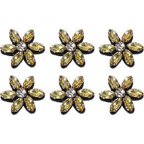 uxcell 6Pcs Handmade Flower Beaded Patches, Glass Crystal Appliques Embroidery Sewing Beaded Flower Applique Patch for Dress Bags Headband Decor, Blue/Clear