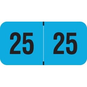 2025 Year Stickers, Doctor Stuff 2025 Chart Stickers, Fluorescent Blue Color Coded, USA Made Year Labels for End Tab File Folders, 500 Labels/Roll in a Dispenser Box, 3/4" x 1-1/2"
