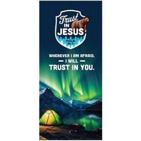 27" x 5 Ft. Great North VBS Trust In Jesus Polyester Door Banner, Vacation Bible School Supplies