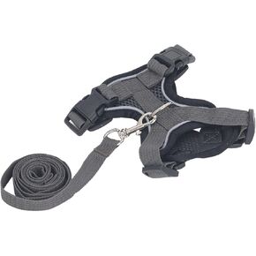 Cat Harness Leash Set, Adjustable Polyester Pet Vest Traction Rope Set Breathable for Daily for Travel (XS)