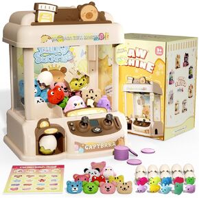 Claw Machine for Kids, Capybara Mini Vending Machine for Age 3+, Toy Claw Machines with Plush and Squishy Prizes for Girls, Candy Grabber Dispenser Toy for Boys, Birthday Gifts for Kids Age 3-8