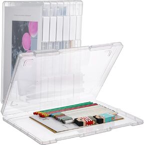 6 Pcs A4 Paper Organizer Box, Clear A4 File Portable Project Case, Plastic Scrapbook Paper Organizer Containers for Craft Paper Storage, Portable Board Storage for Art Supplies 8.6" x 12.4" Letter Pap