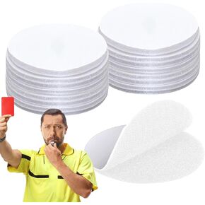 12 Pairs White Referee Patch Hook and Loop Dots 3 Inch Self Sticky Circle Round Adhesive Double Sided Hook and Loop Fasteners for Home Office DIY Wall Decor Tool Hanging