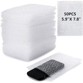 50 Pcs Small Bubble Wrap Pouches, 6x8 inch Clear Bubble Cushioning Wrap Bags for Packing, Shipping, Storage and Moving