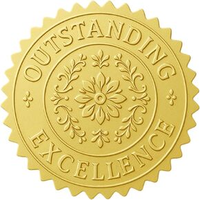 2 Inch Gold Foil Certificate Seals–60 pcs Embossed Seals Stickers for Awards, Diplomas, Graduation, Excellence & Superior – Self-Adhesive, Waterproof, Medal-Like Design for Envelopes & Gifts