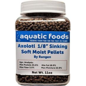 Food Foods Axolotl Food ، 1/8 "الكريات الرطبة الرطبة الناعمة ، كريات وجبة سمك السلمون Rangen من أجل Axolotl الصغيرة. أيضًا الروبيان ، القواقع ، السلطعون ، السمك السفلي ، كل الأسماك الاستوائية ... 11 أوقية جرة صغيرة