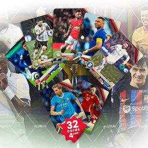 Euro Soccer Trading Cards 2024-25 | 4 Packs - 32 Collectible Football Cards for Fans & Players | Soccer Legendary Cards Packs Random Cards in Each Set | Fun & Collectible for All – Not Original