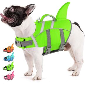 Doglay Dog Life Jacket, Shark Life Vest for Swimming, High Visibility & High Flotation Dog Swimming Vest with Rescue Handle, Adjustable Puppy Lifesaver for Small Medium Large Dogs